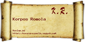 Korpos Romola névjegykártya